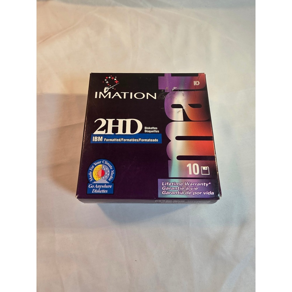 Imation 2HD 3.5 Floppy Disks IBM Formatted 1.44MB 10 Pack Sealed 51122 40956